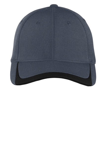 Sport-Tek Pique Colorblock Cap - Graphite/ Black - flat front