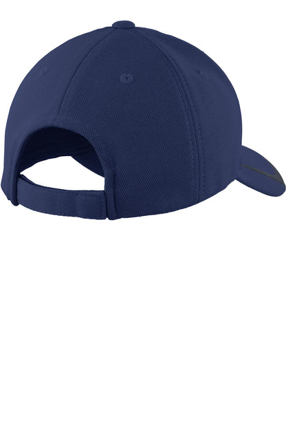 Sport-Tek Pique Colorblock Cap - True Navy/ Graphite - flat back