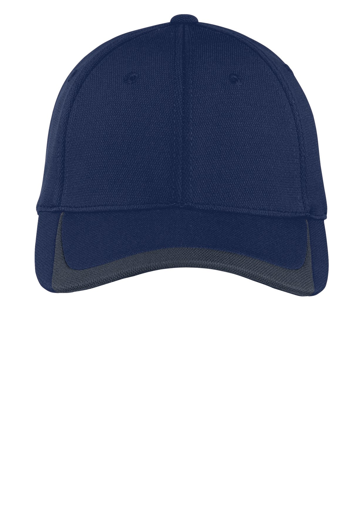 Sport-Tek Pique Colorblock Cap - True Navy/ Graphite - flat front