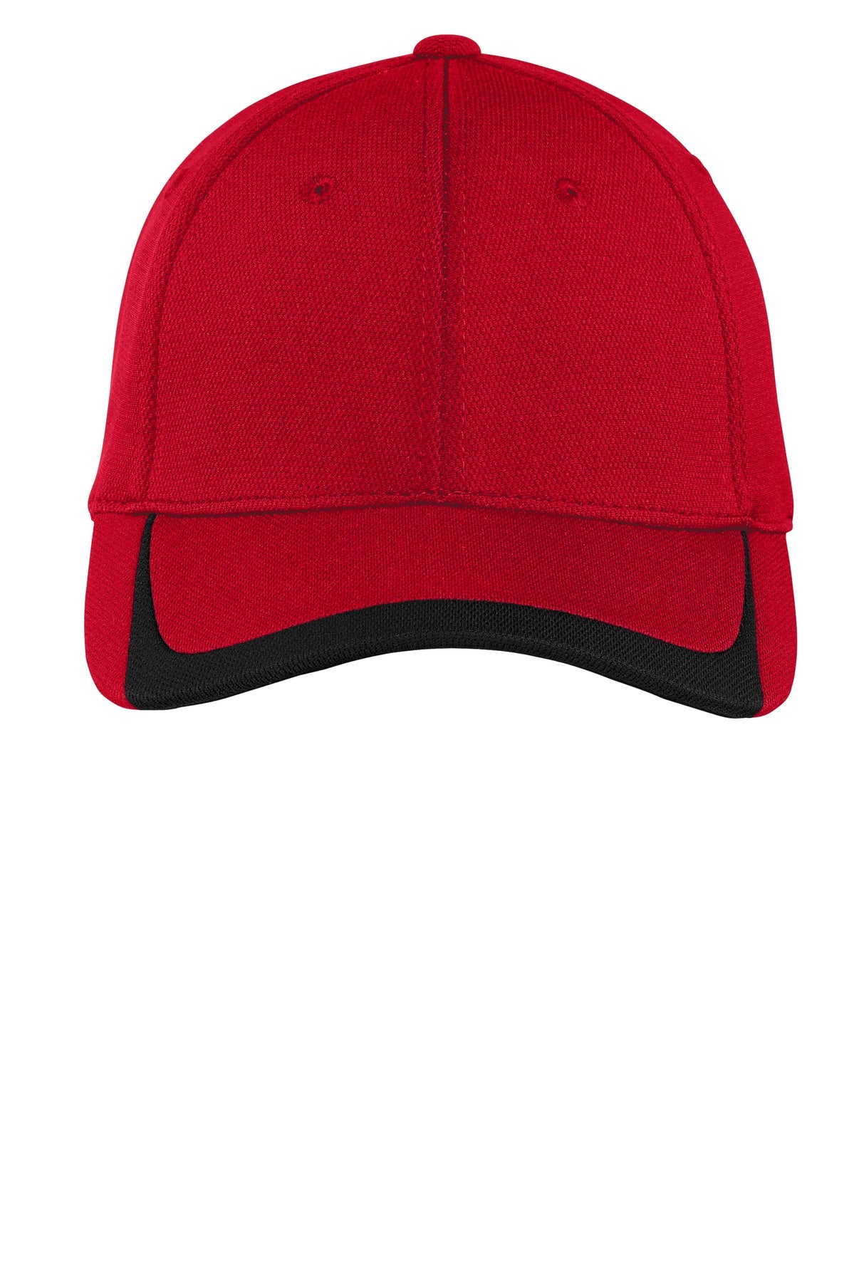 Sport-Tek Pique Colorblock Cap - True Red/ Black - flat front