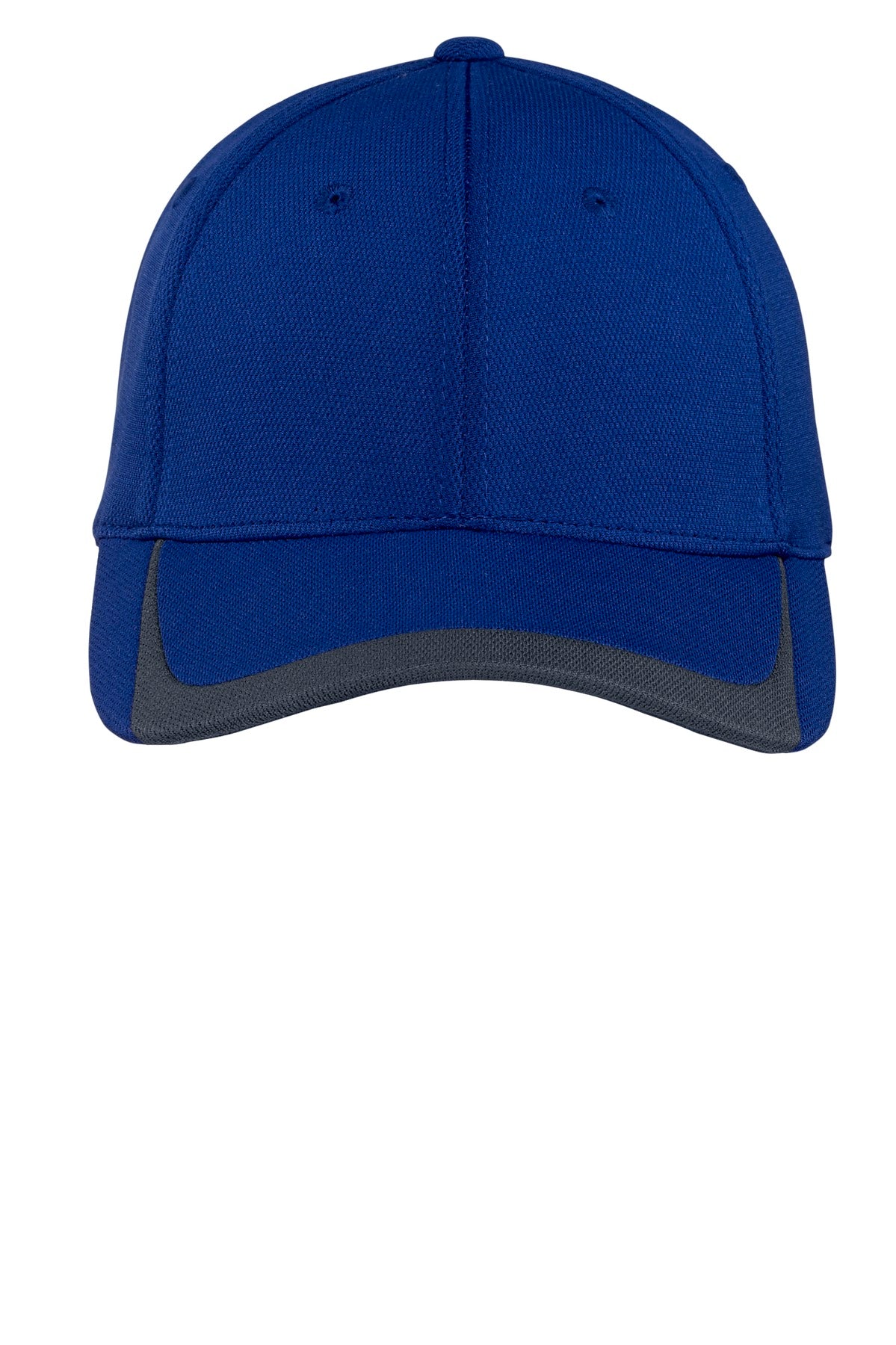 Sport-Tek Pique Colorblock Cap - True Royal/ Graphite - flat front