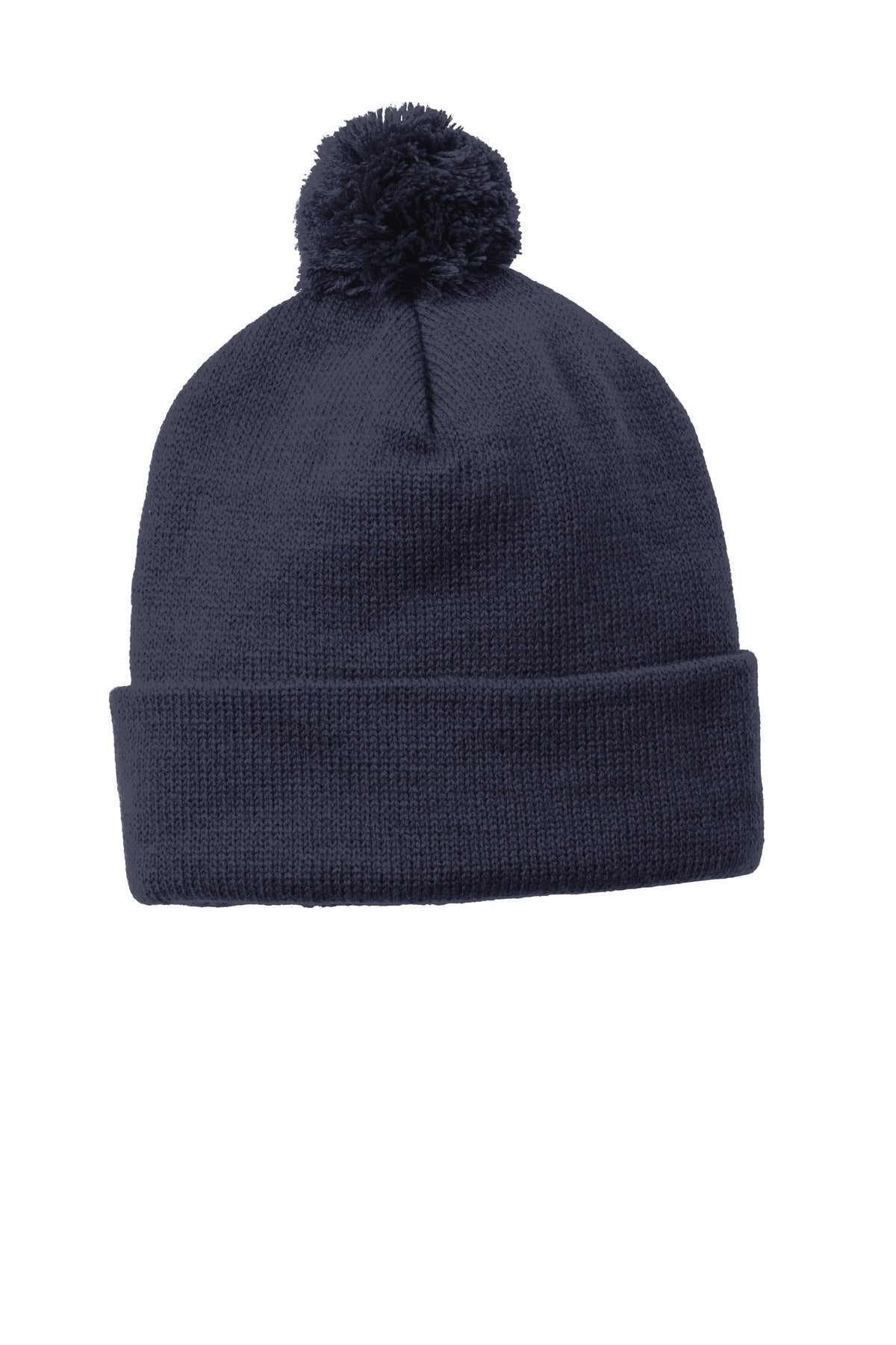 Sport-Tek Solid Pom Pom Beanie - True Navy - front