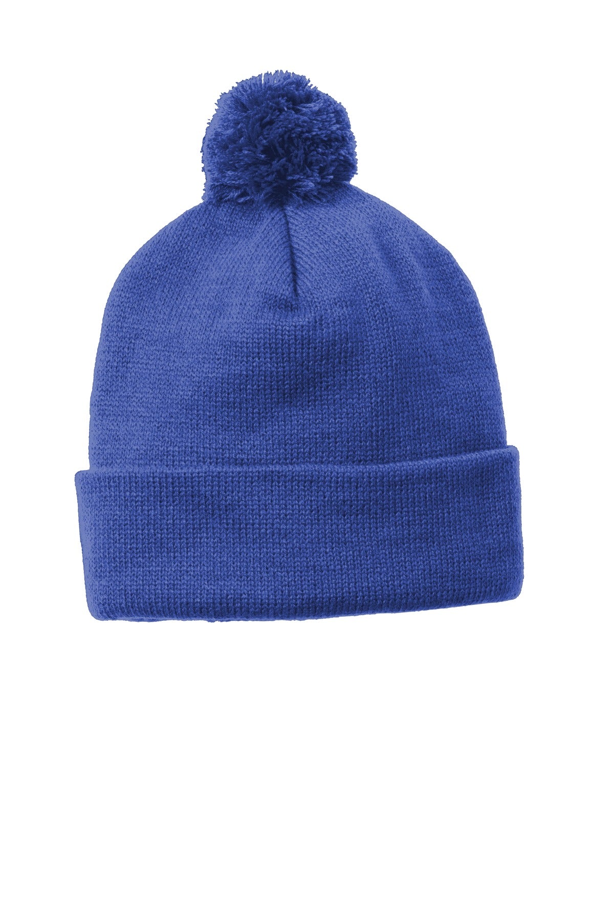 Sport-Tek Solid Pom Pom Beanie - True Royal - front