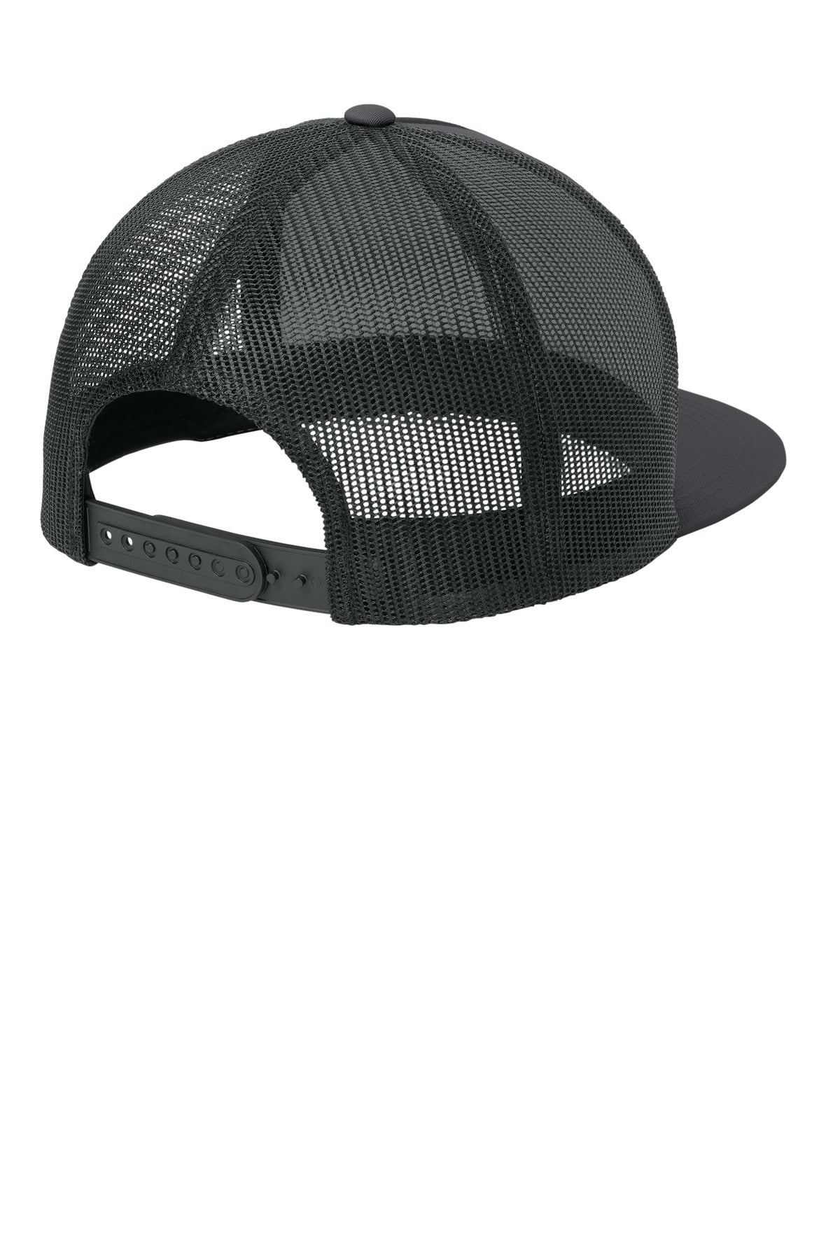 Sport-Tek YP Classics 5-Panel Classic Trucker Mesh Back Cap - Graphite/ Graphite - flat back