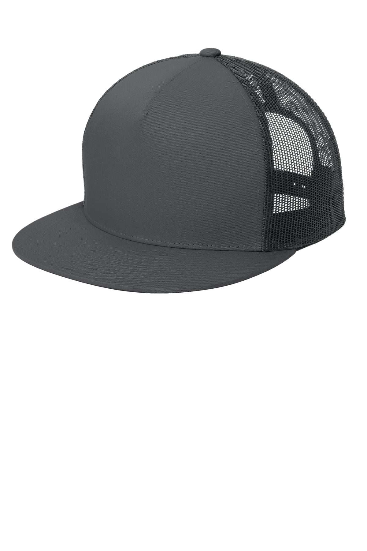 Sport-Tek YP Classics 5-Panel Classic Trucker Mesh Back Cap - Graphite/ Graphite - front