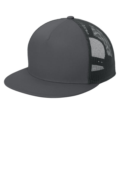 Sport-Tek YP Classics 5-Panel Classic Trucker Mesh Back Cap - Graphite/ Graphite - front