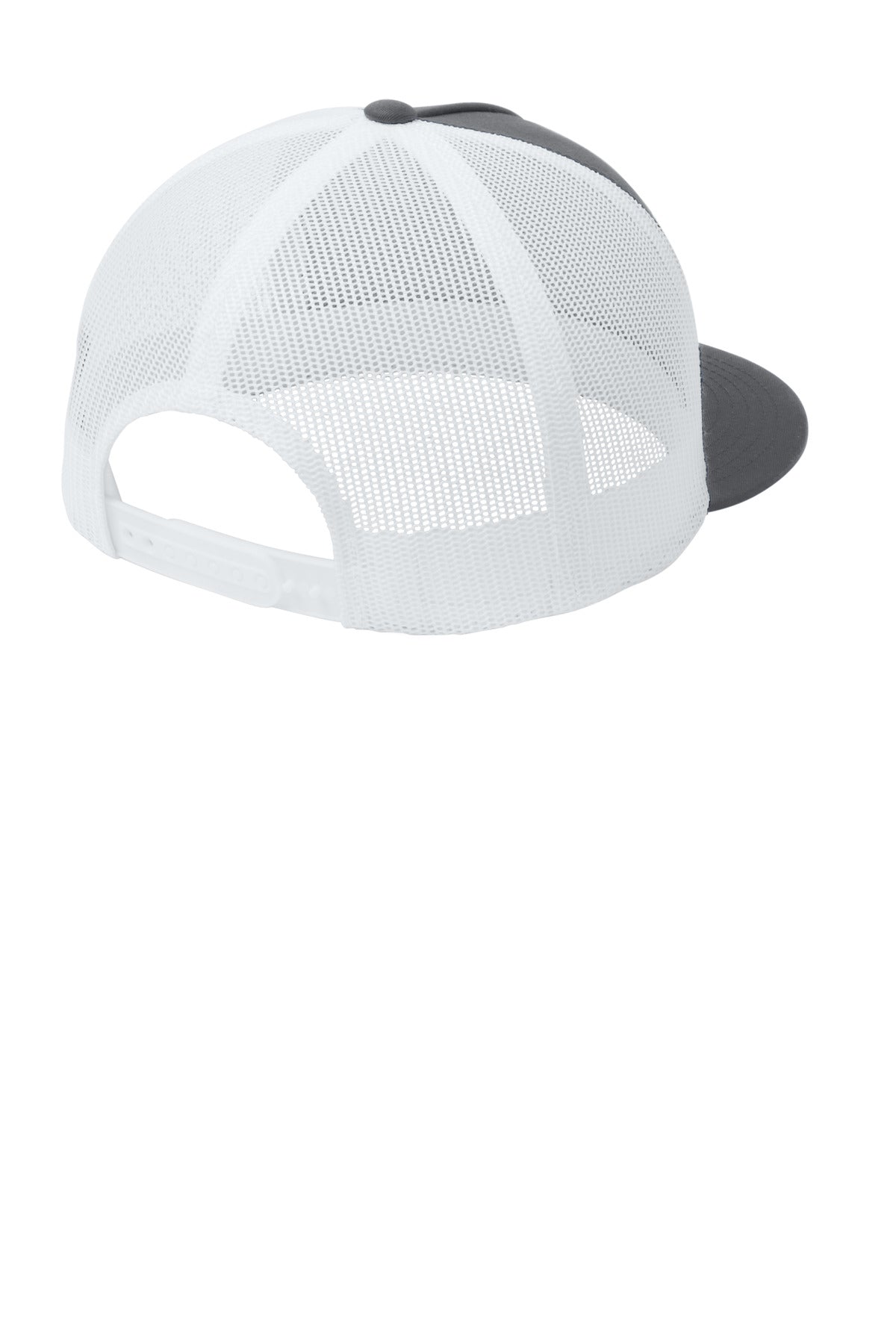 Sport-Tek YP Classics 5-Panel Classic Trucker Mesh Back Cap - Graphite/ White - flat back
