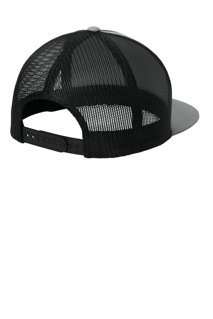 Sport-Tek YP Classics 5-Panel Classic Trucker Mesh Back Cap - Silver/ Black - flat back