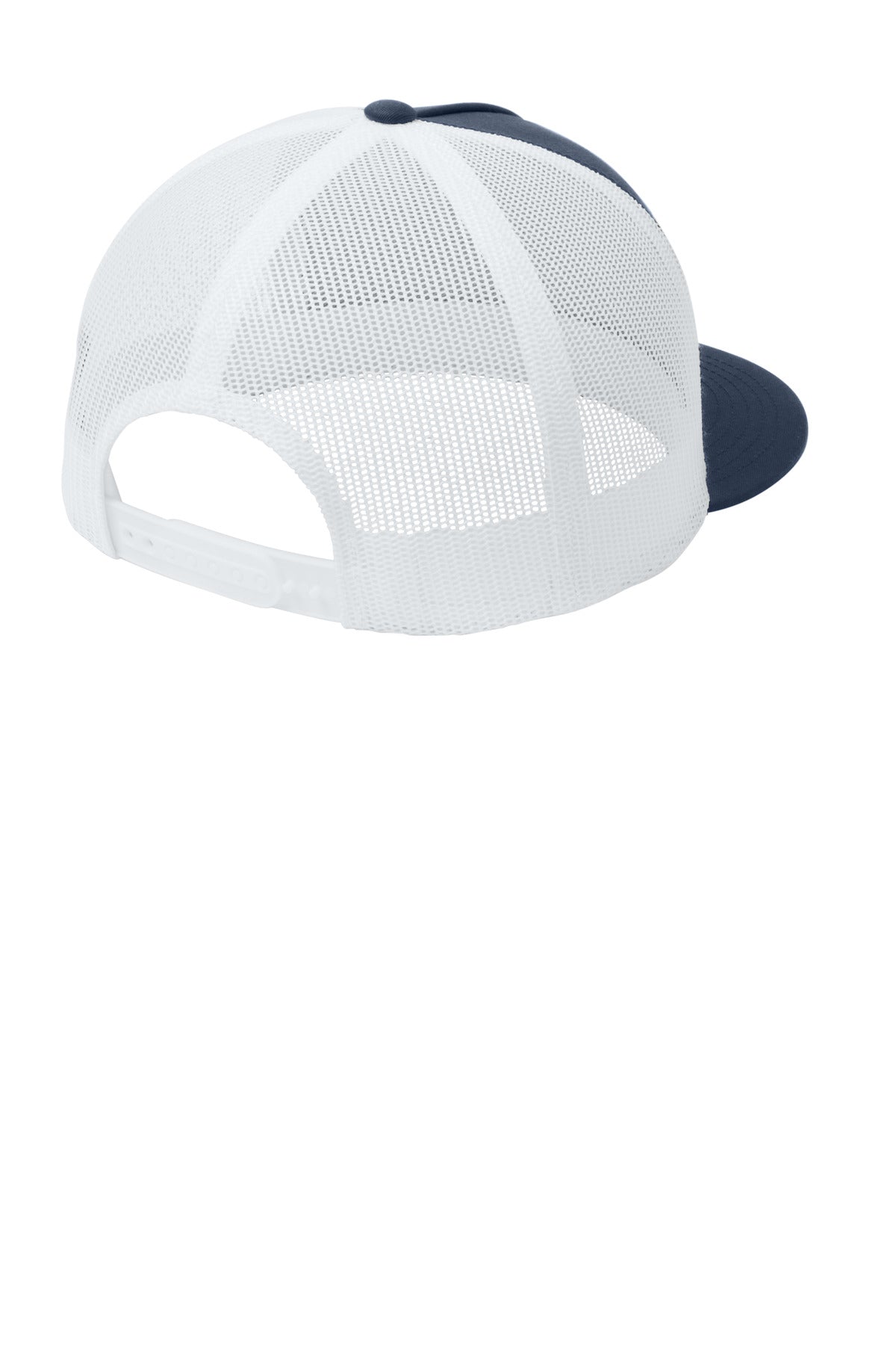 Sport-Tek YP Classics 5-Panel Classic Trucker Mesh Back Cap - True Navy/ White - flat back