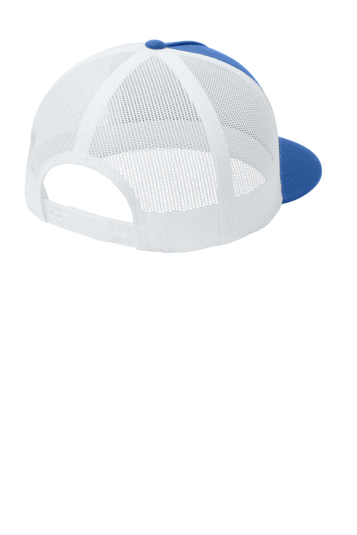 Sport-Tek YP Classics 5-Panel Classic Trucker Mesh Back Cap - True Royal/ White - flat back