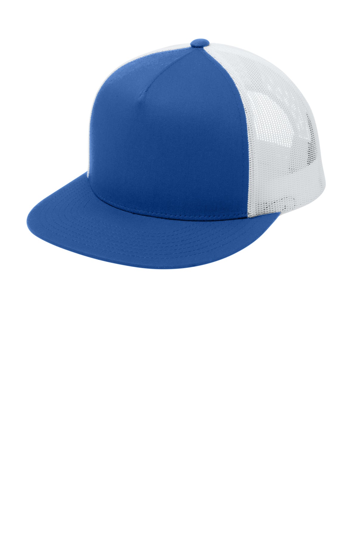 Sport-Tek YP Classics 5-Panel Classic Trucker Mesh Back Cap - True Royal/ White - front