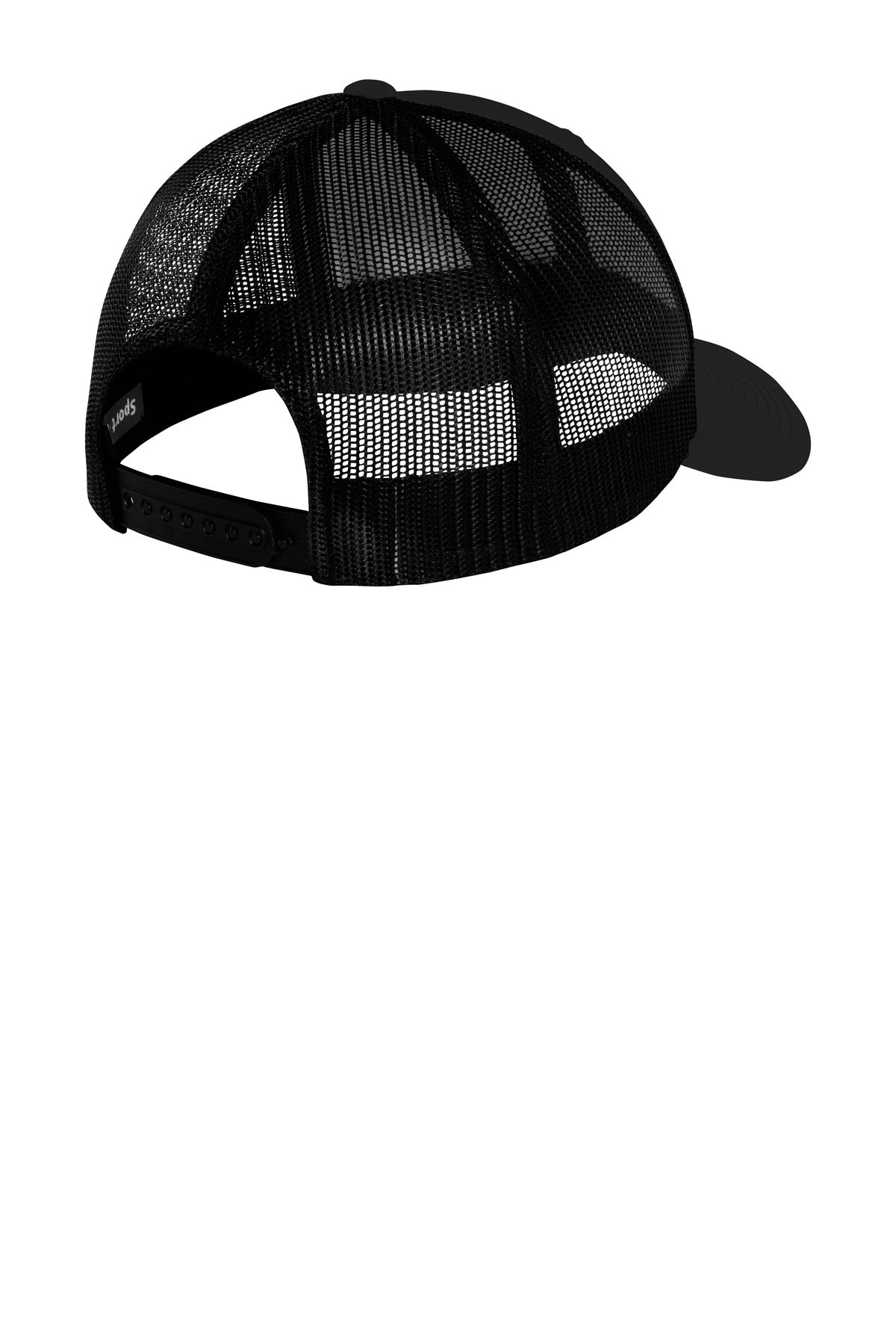 Sport-Tek YP Classics Retro Trucker Cap - Black/ Black - flat back