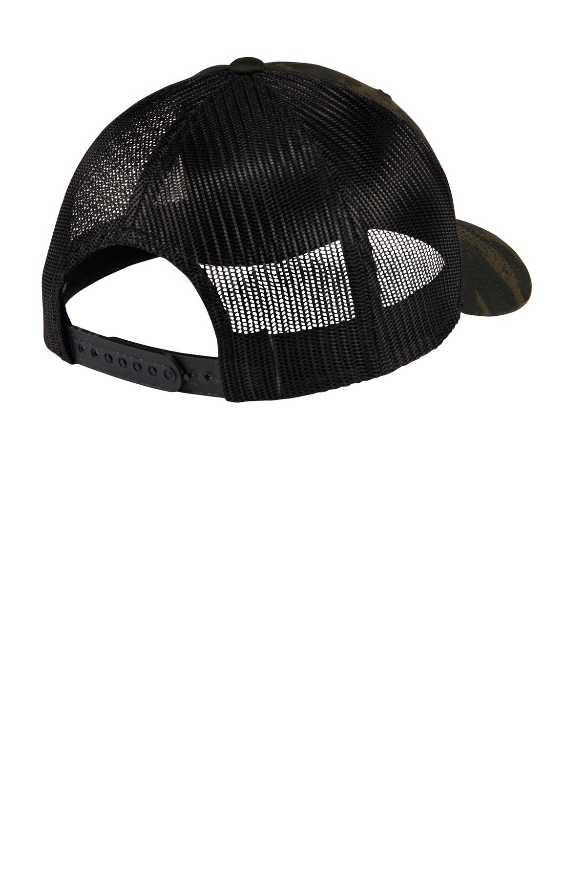 Sport-Tek YP Classics Retro Trucker Cap - Multicam Black - flat back
