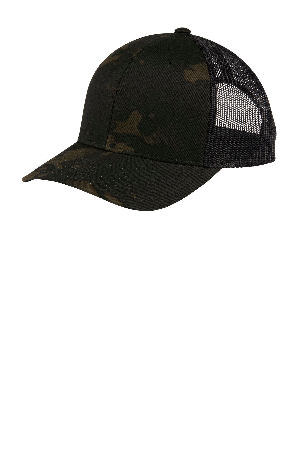 Sport-Tek YP Classics Retro Trucker Cap - Multicam Black - front