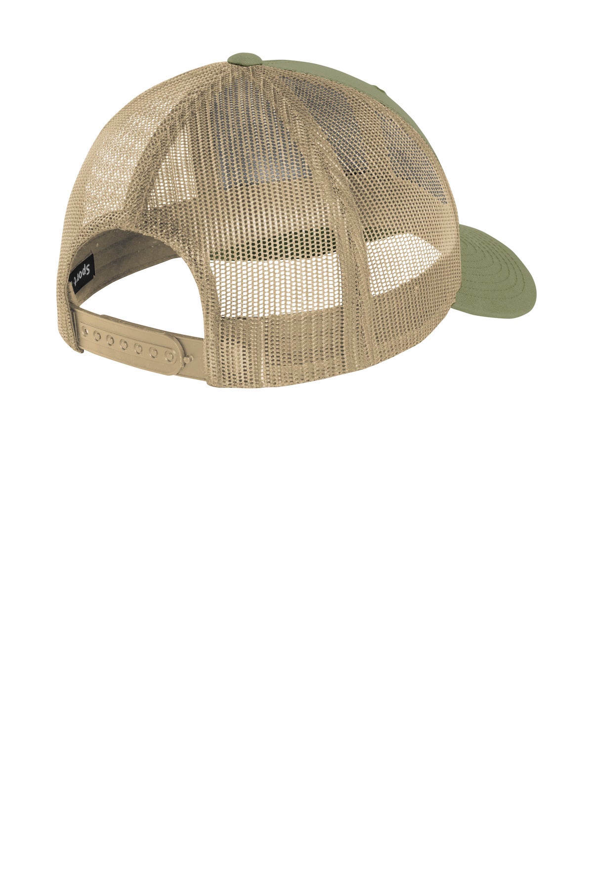 Sport-Tek YP Classics Retro Trucker Cap - Olive/ Khaki - flat back
