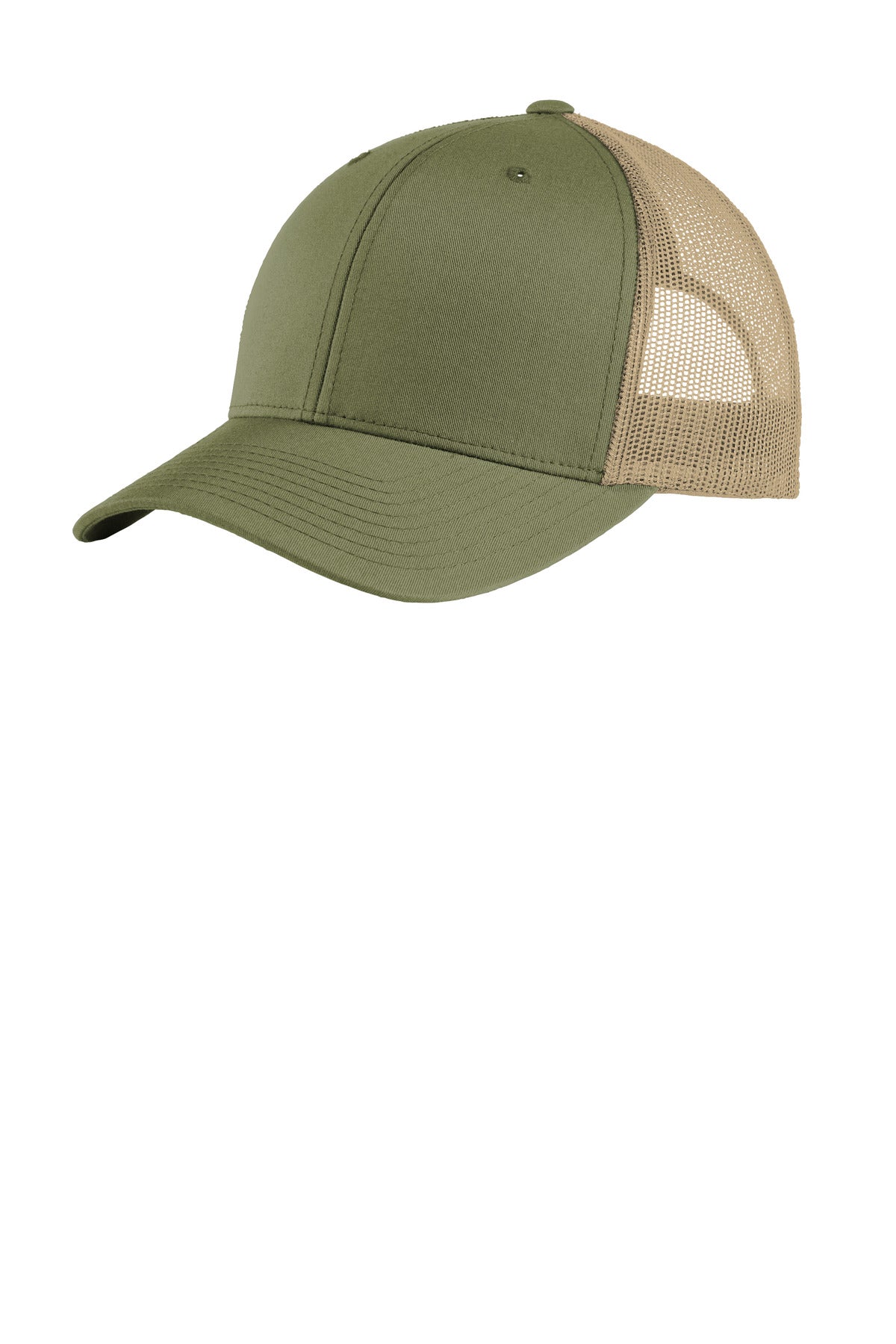 Sport-Tek YP Classics Retro Trucker Cap - Olive/ Khaki - front