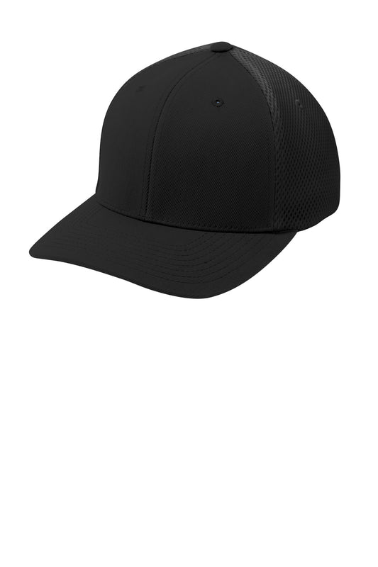 Sport-Tek Flexfit Air Mesh Back Cap - Black/ Black - front