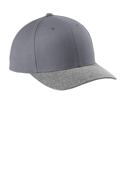 Sport-Tek YP Classics Curve Bill Snapback Cap - Graphite/ Grey Heather - front