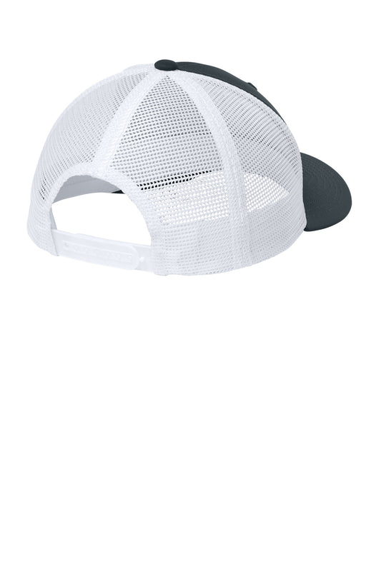 Sport-Tek Club Trucker Cap - Iron Grey/ White - flat back