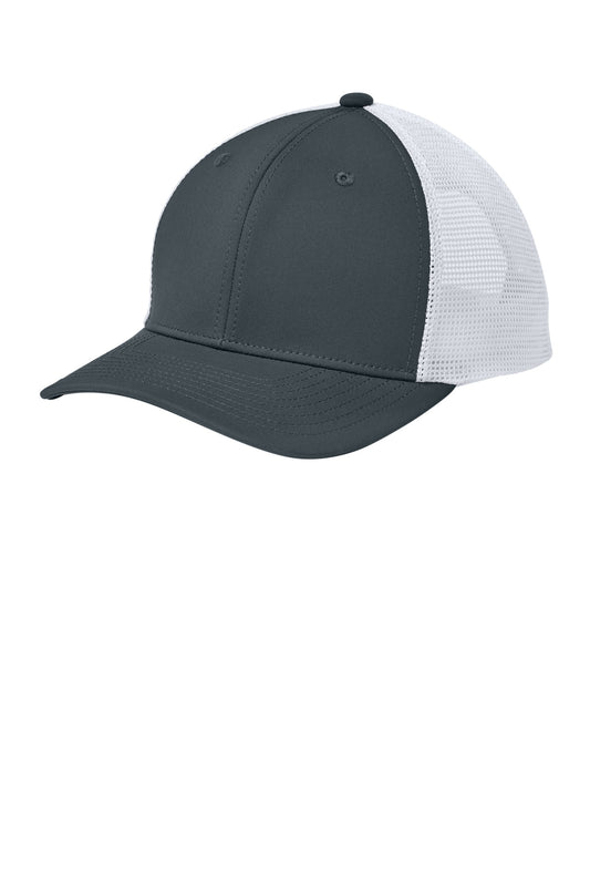 Sport-Tek Club Trucker Cap - Iron Grey/ White - front