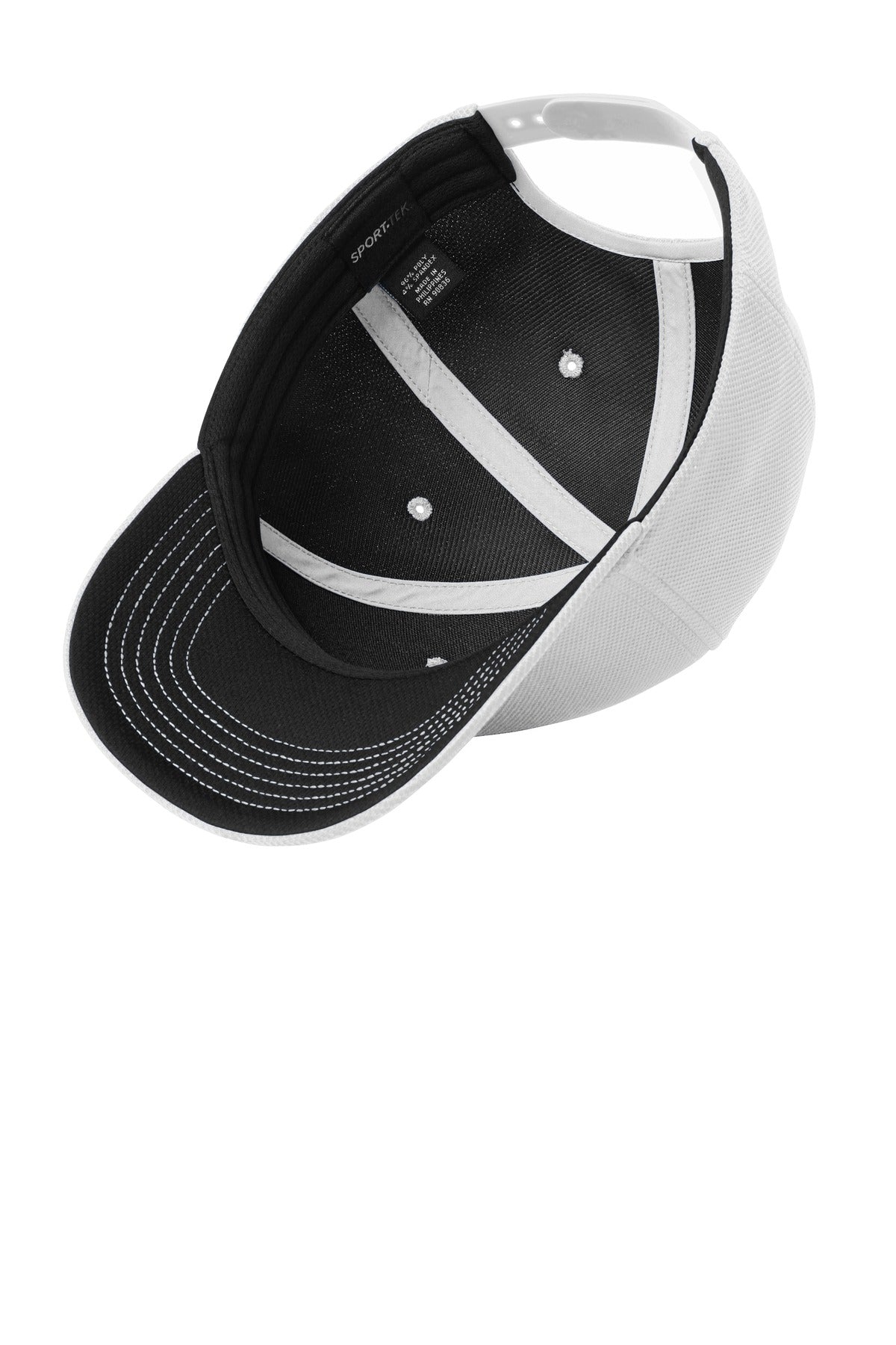 Sport-Tek Action Snapback Cap - White - flat front
