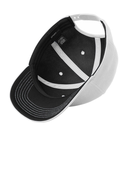 Sport-Tek Action Snapback Cap - White - flat front