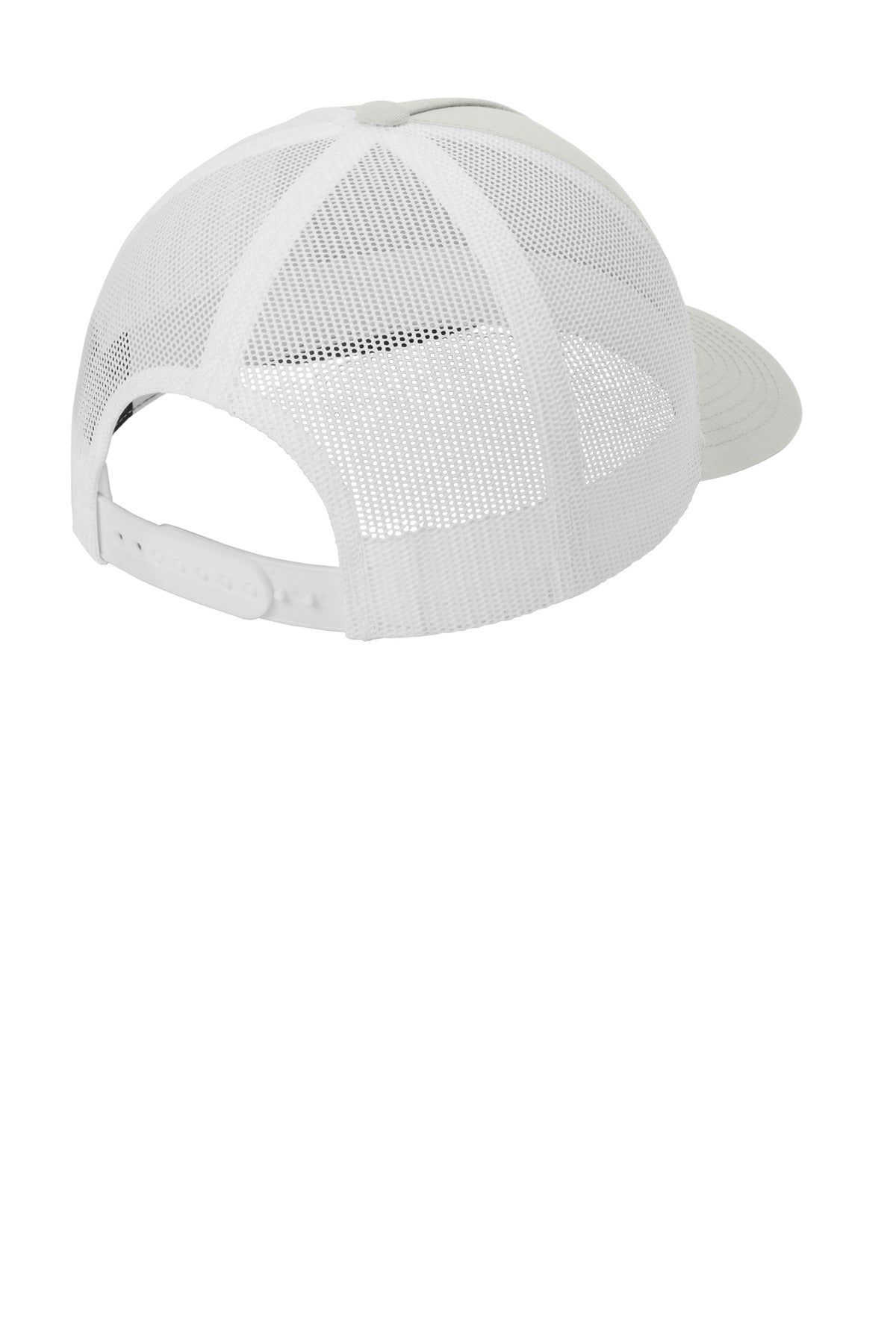 Sport-Tek YP Classics Retro Trucker 5-Panel Cap - Silver/ White - flat back