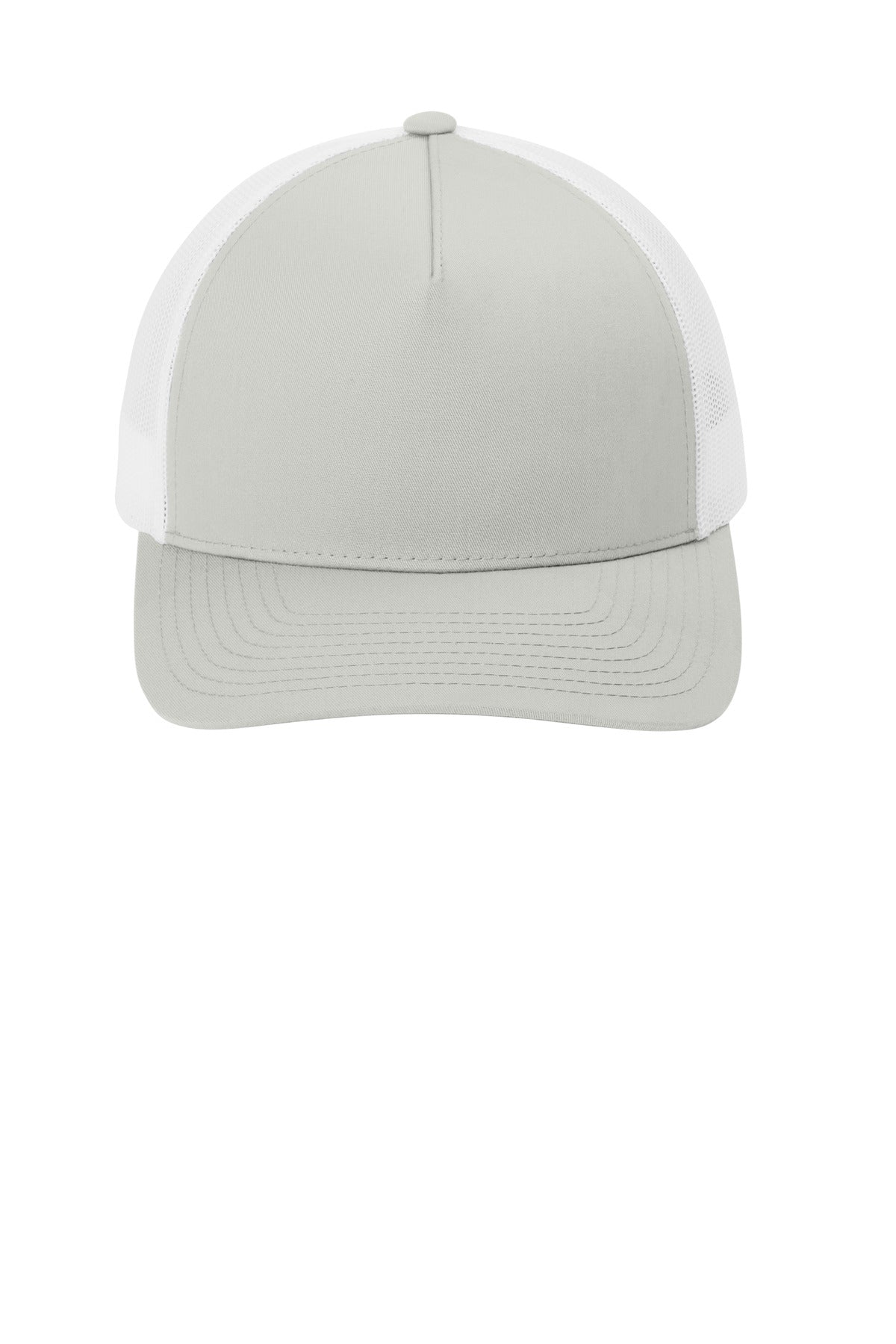 Sport-Tek YP Classics Retro Trucker 5-Panel Cap - Silver/ White - flat front