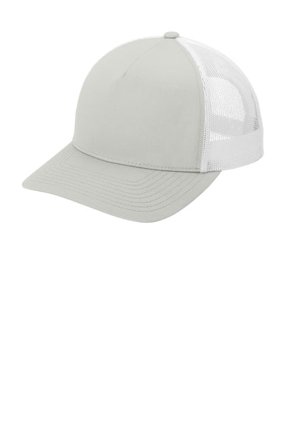 Sport-Tek YP Classics Retro Trucker 5-Panel Cap - Silver/ White - front