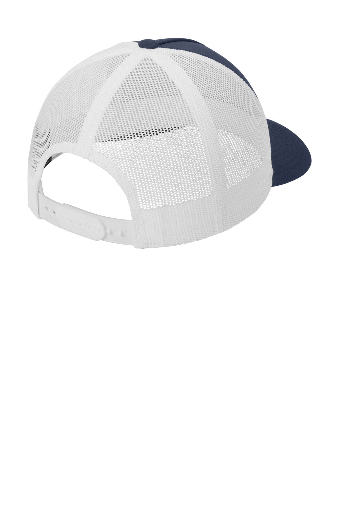 Sport-Tek YP Classics Retro Trucker 5-Panel Cap - True Navy/ White - flat back