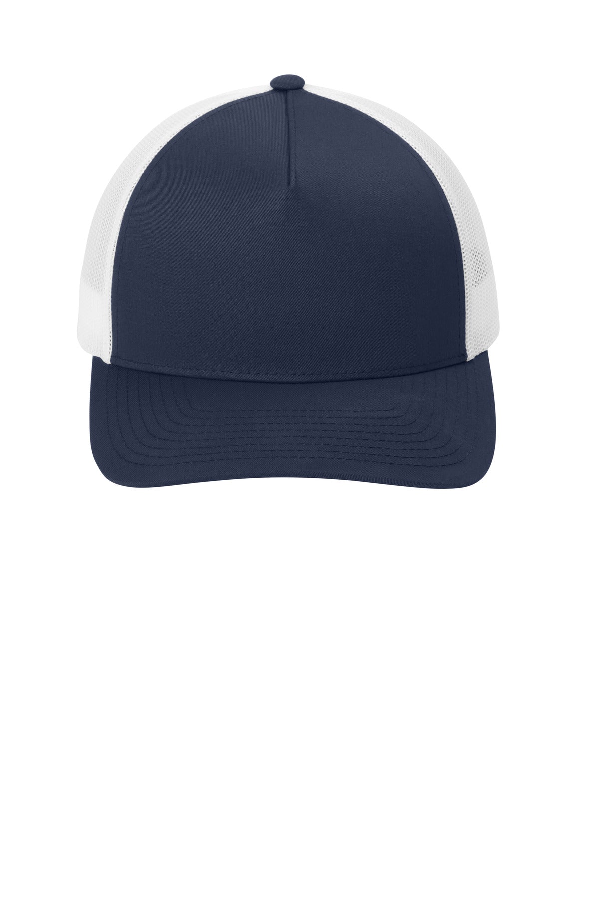 Sport-Tek YP Classics Retro Trucker 5-Panel Cap - True Navy/ White - flat front