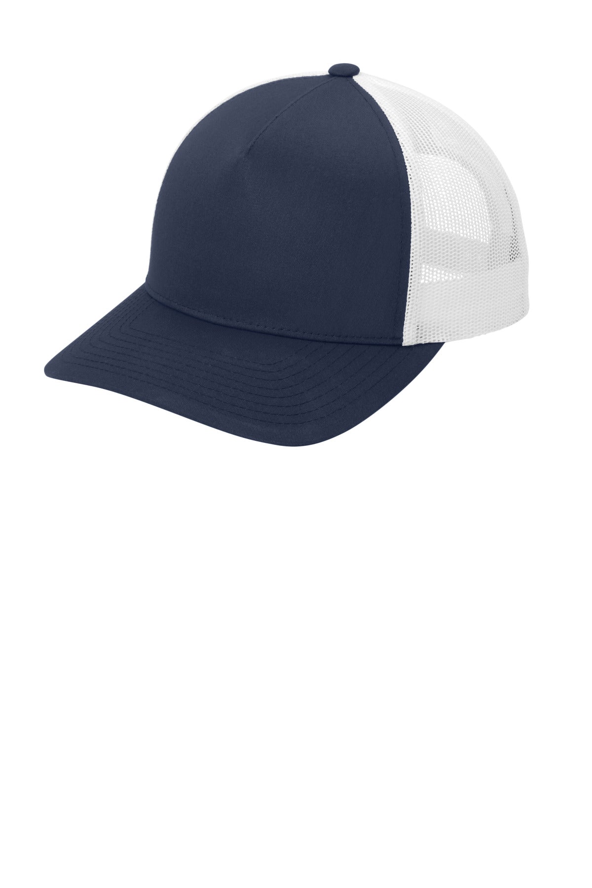 Sport-Tek YP Classics Retro Trucker 5-Panel Cap - True Navy/ White - front