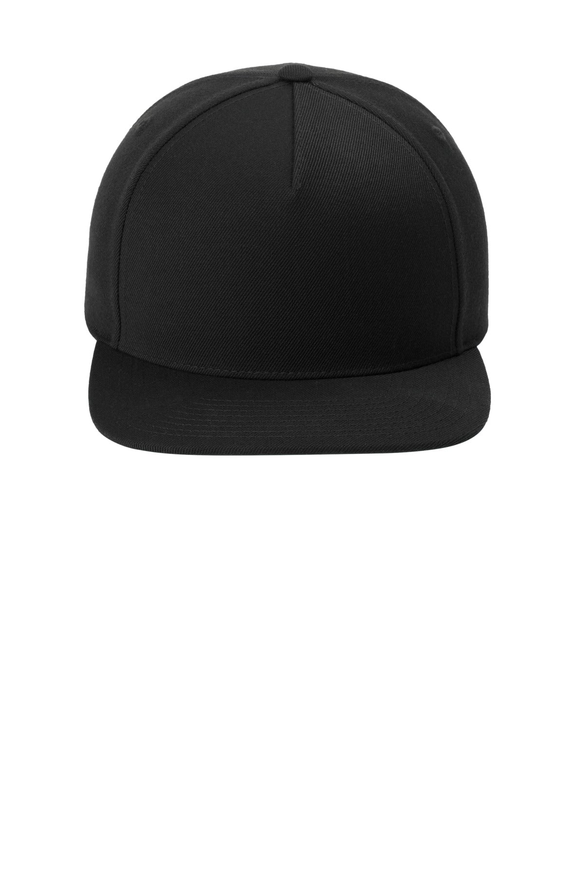 Sport-Tek YP Classics Premium 5-Panel Snapback Cap - Black - flat front