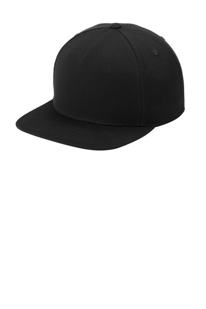 Sport-Tek YP Classics Premium 5-Panel Snapback Cap - Black - front
