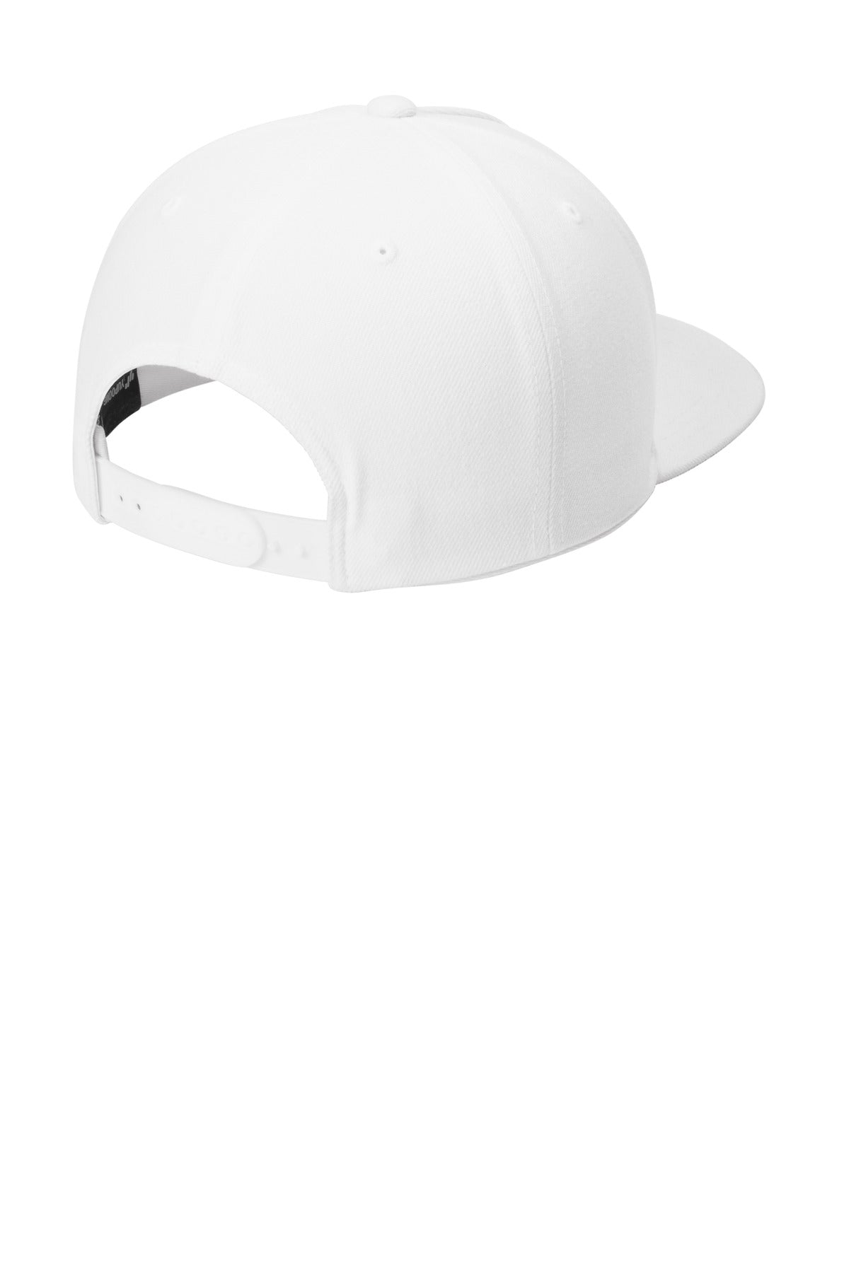 Sport-Tek YP Classics Premium 5-Panel Snapback Cap - White - flat back