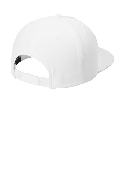 Sport-Tek YP Classics Premium 5-Panel Snapback Cap - White - flat back