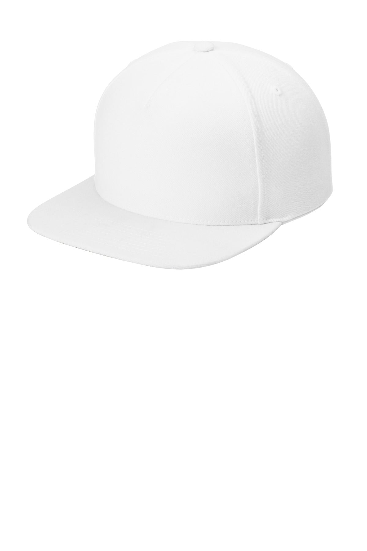 Sport-Tek YP Classics Premium 5-Panel Snapback Cap - White - front