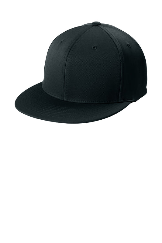 Sport-Tek Flexfit Flat Bill Cap - Black - front