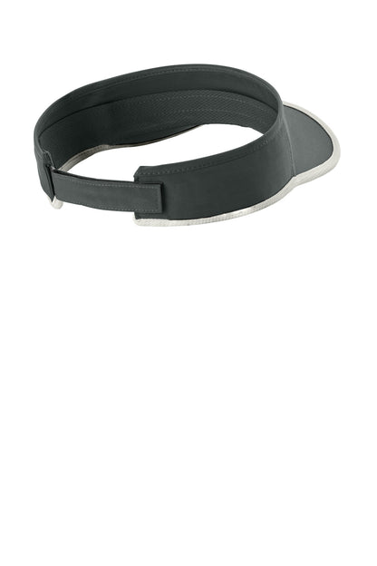 Sport-Tek Repeat Visor - Iron Grey/ White - flat back