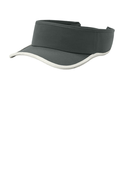 Sport-Tek Repeat Visor - Iron Grey/ White - front