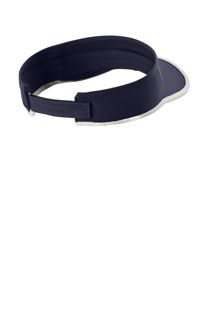 Sport-Tek Repeat Visor - True Navy/ White - flat back