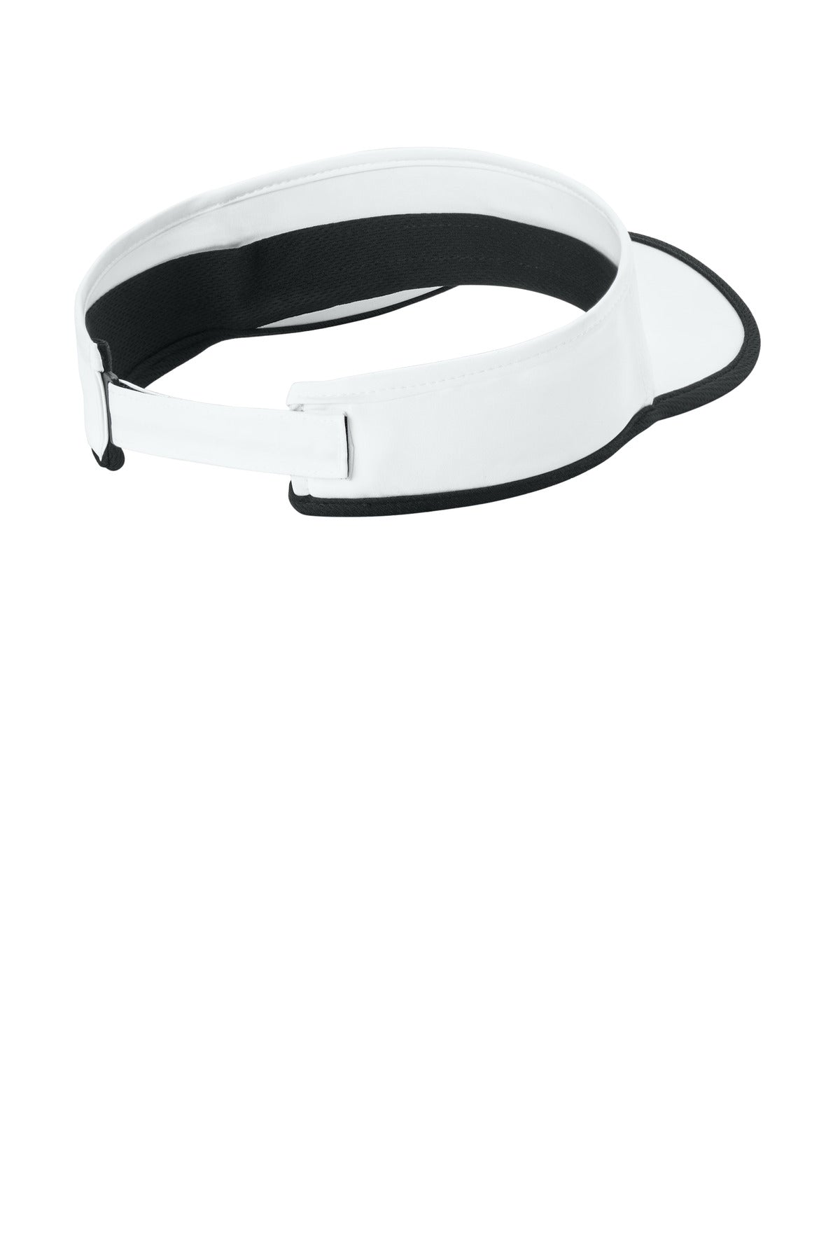 Sport-Tek Repeat Visor - White/ Black - flat back