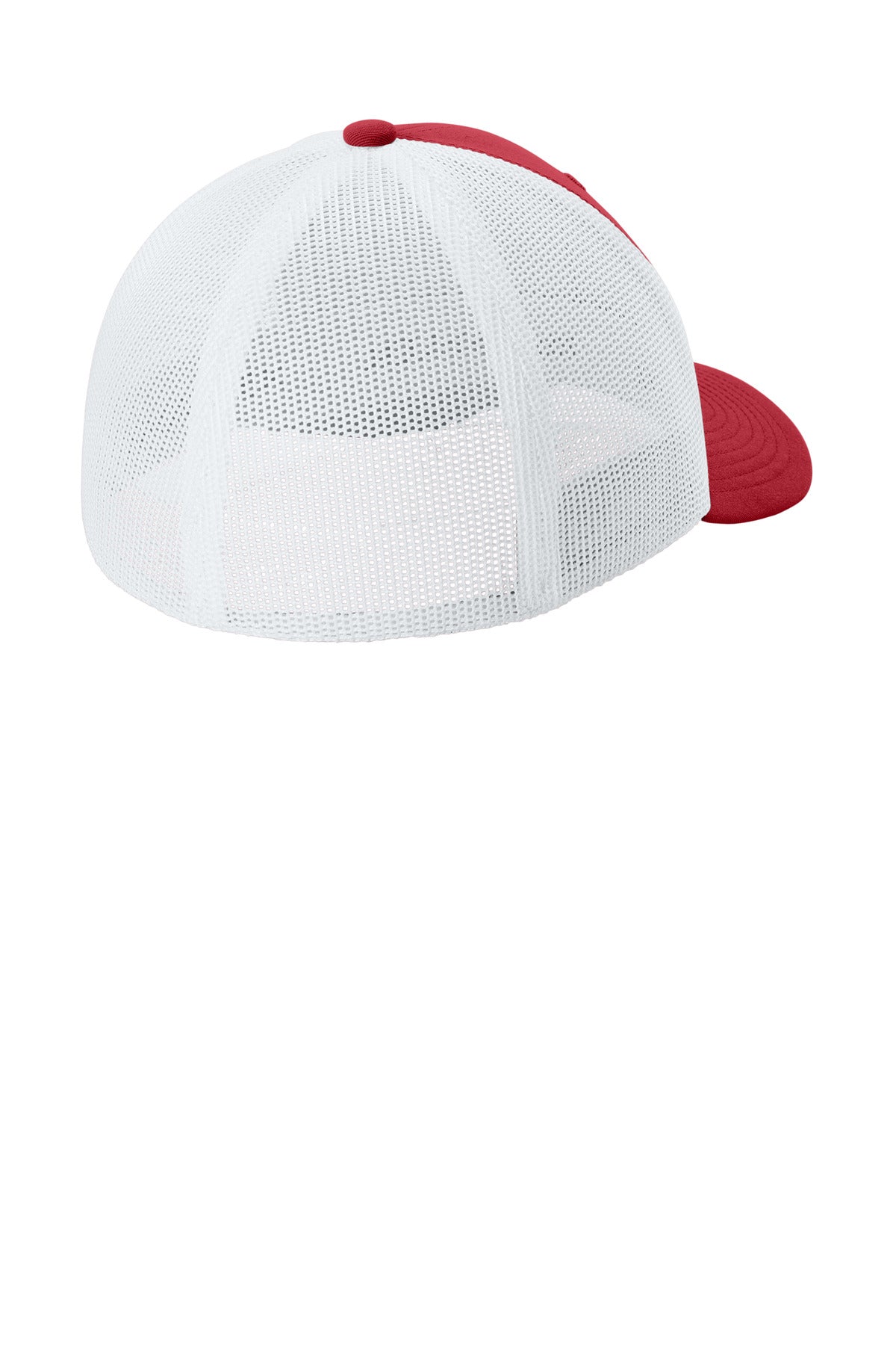 Sport-Tek Stretch-Tek Mesh Back Cap - Deep Red/ White - flat back