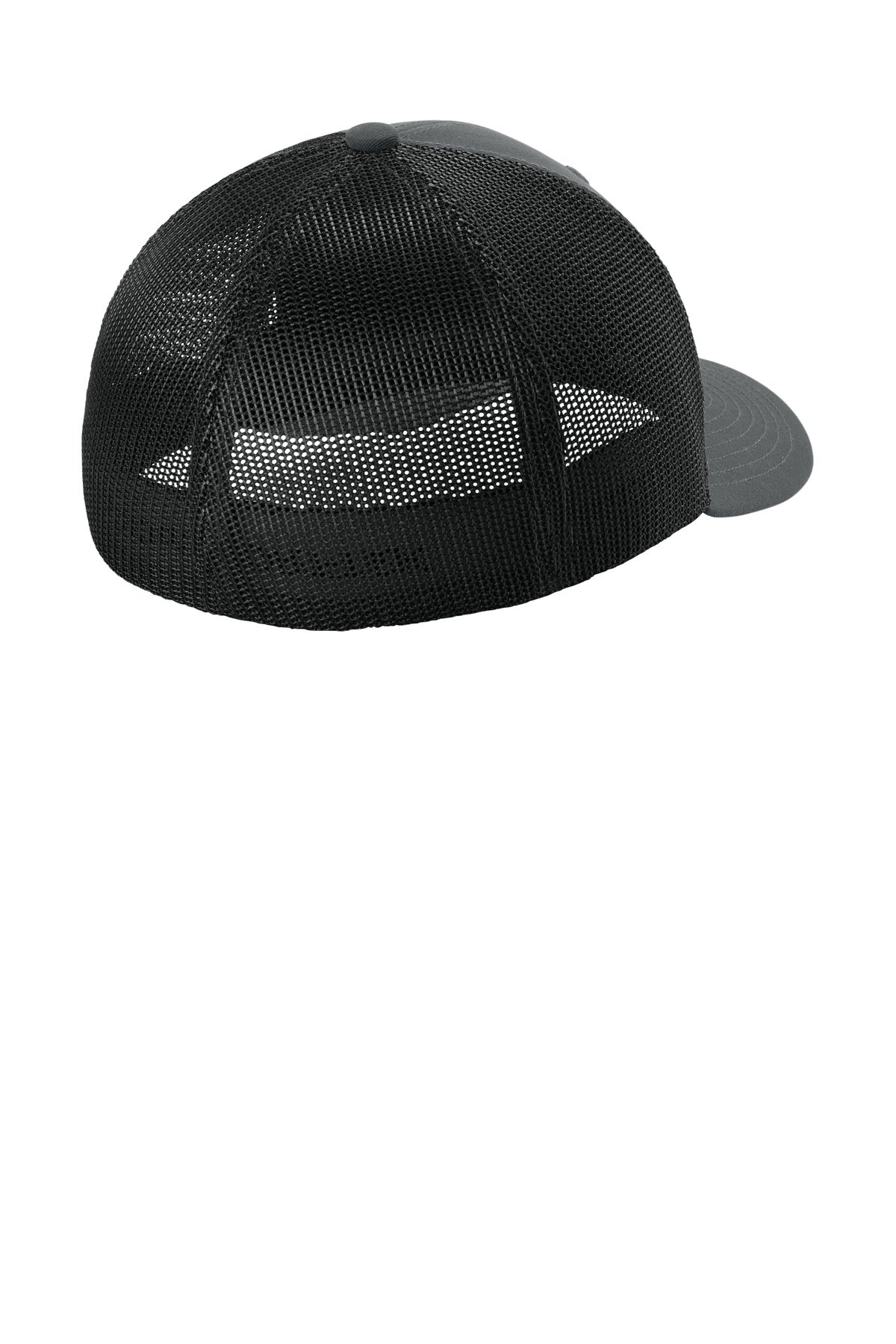 Sport-Tek Stretch-Tek Mesh Back Cap - Iron Grey/ Black - flat back
