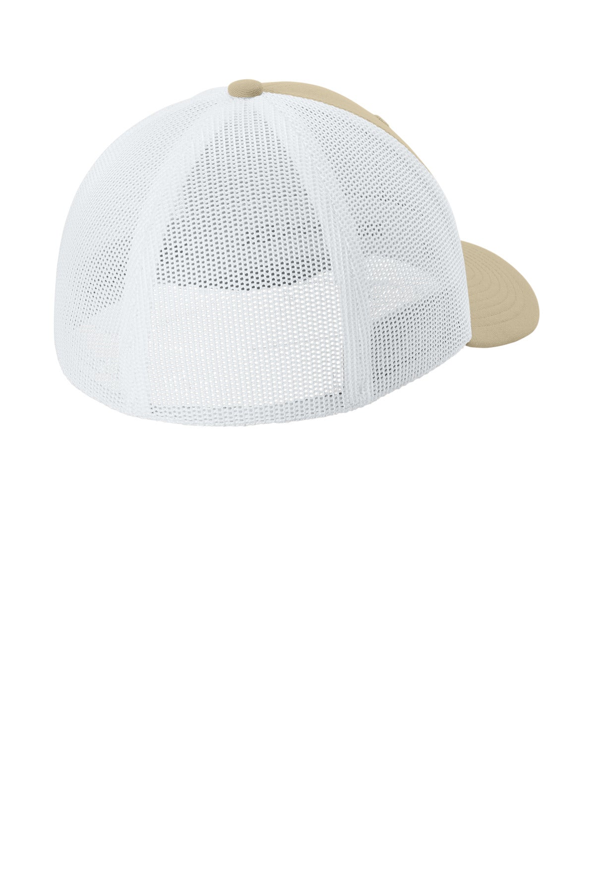 Sport-Tek Stretch-Tek Mesh Back Cap - Sahara/ White - flat back
