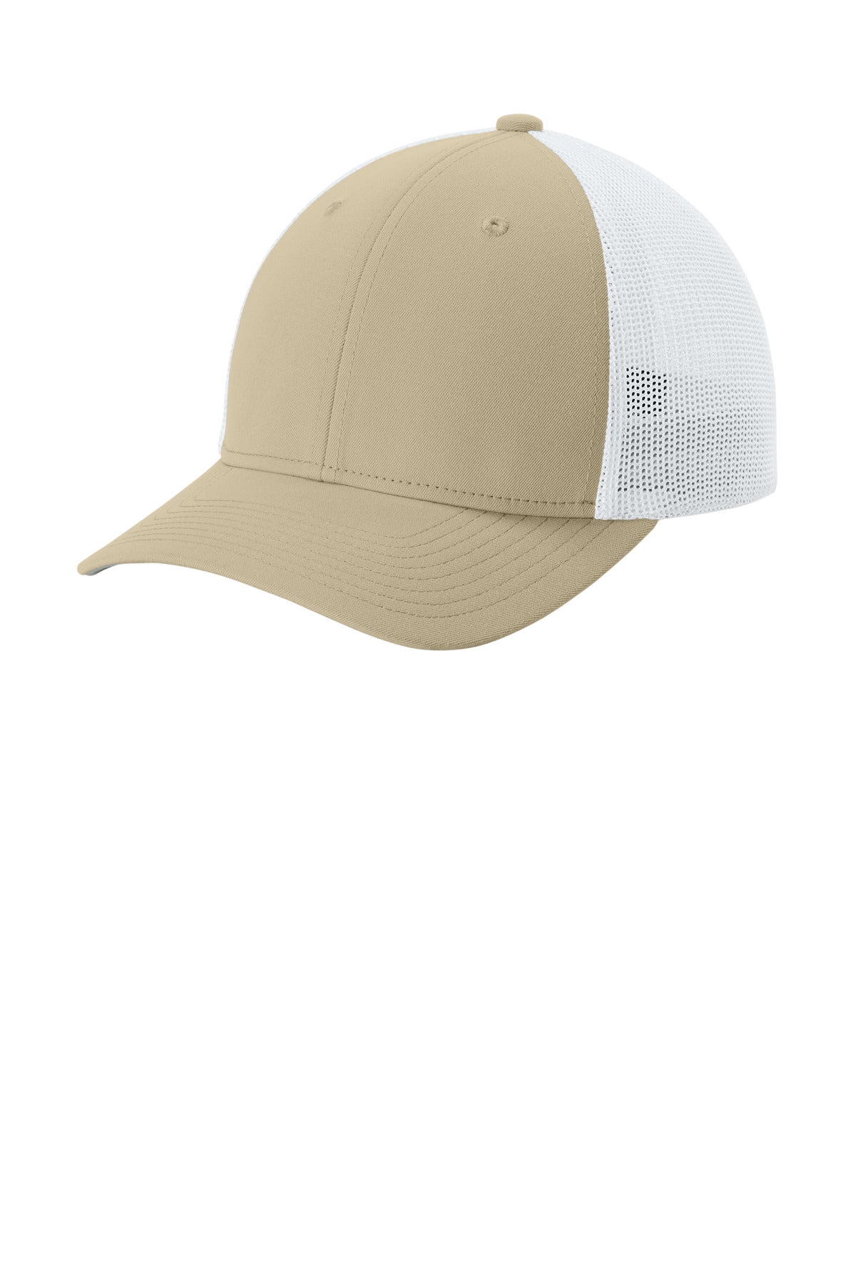 Sport-Tek Stretch-Tek Mesh Back Cap - Sahara/ White - front