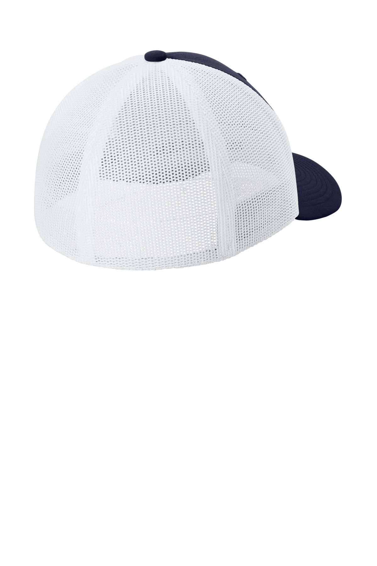 Sport-Tek Stretch-Tek Mesh Back Cap - True Navy/ White - flat back