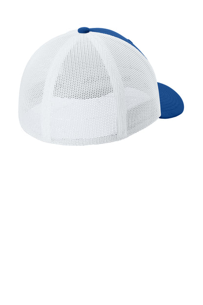 Sport-Tek Stretch-Tek Mesh Back Cap - True Royal/ White - flat back