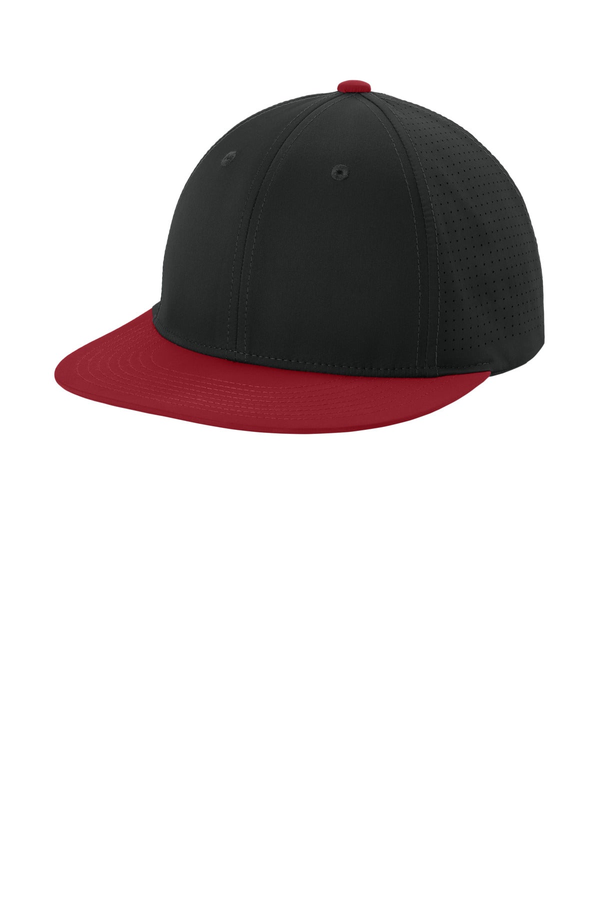 Sport-Tek Pro-Cut Stretch-Tek Cap - Black/ Deep Red/ Black - front