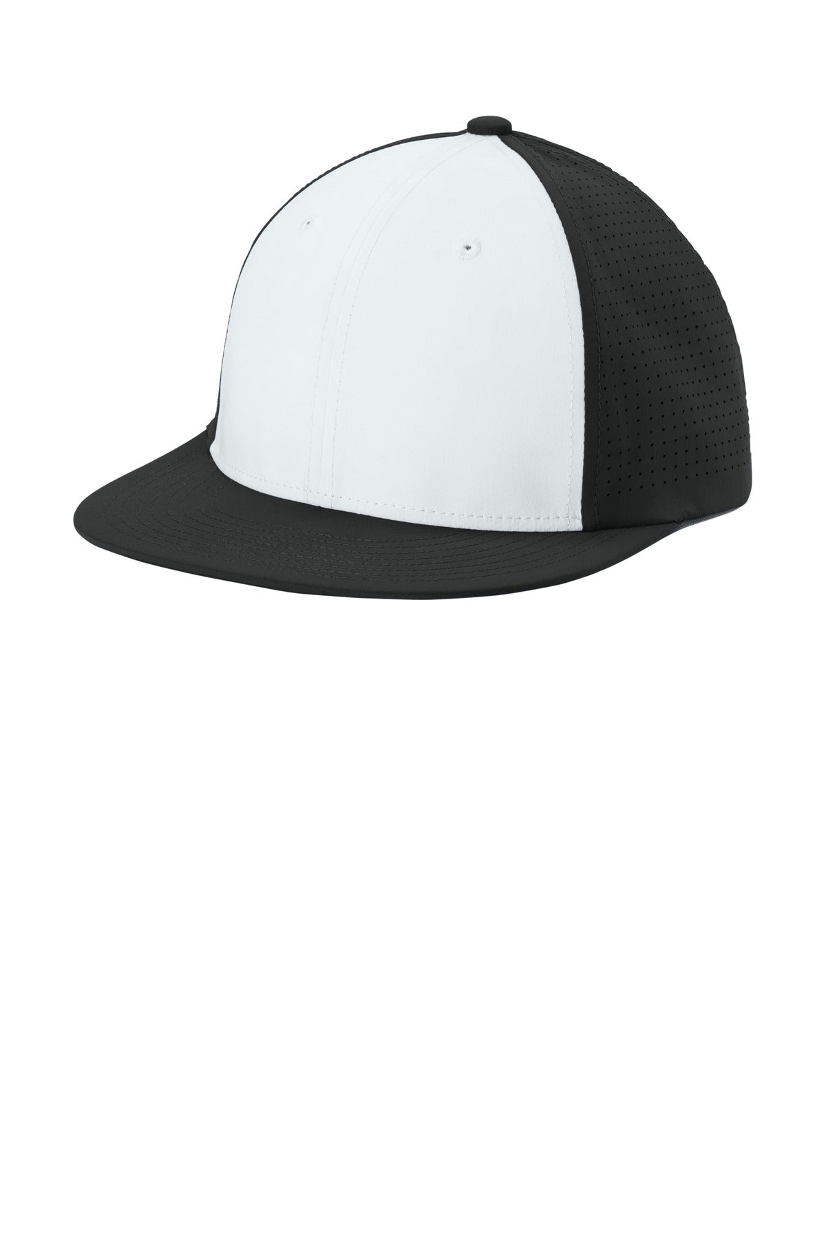 Sport-Tek Pro-Cut Stretch-Tek Cap - White/ Black/ Black - front